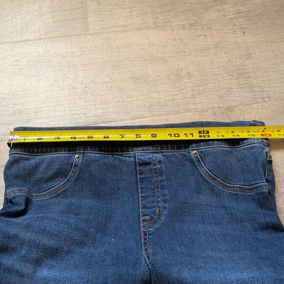 Spanx Distressed Ankle Skinny Jeans Raw Hem Medium Wash Size L - Picture 4 of 7